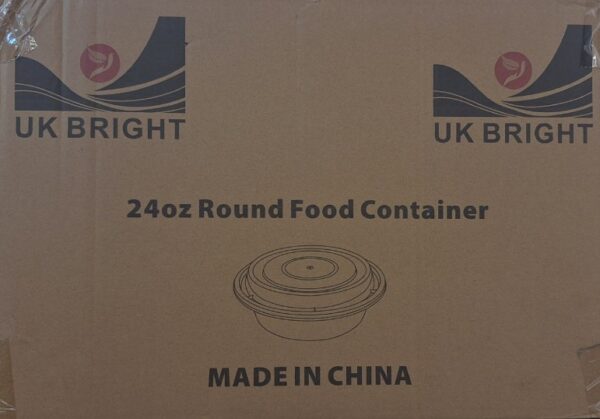 UKBR-RO24 - RO-24oz, round, white plastic container - 150/CS